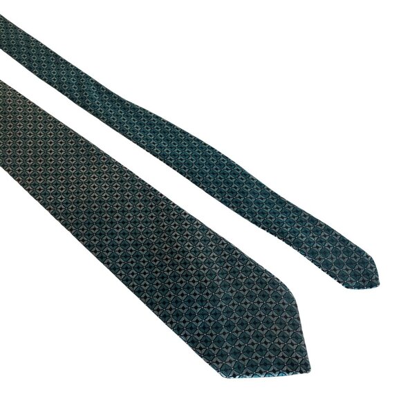 Stafford Performance Silk Tie Teal Black Geometric Mens Necktie Office Formal - Picture 1 of 8